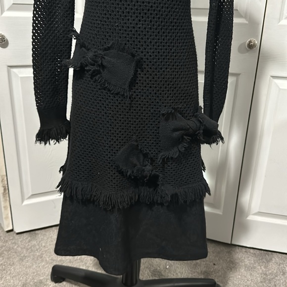 RED Valentino Long Sleeve Knit Fringe & Bow Dress - Picture 7 of 13